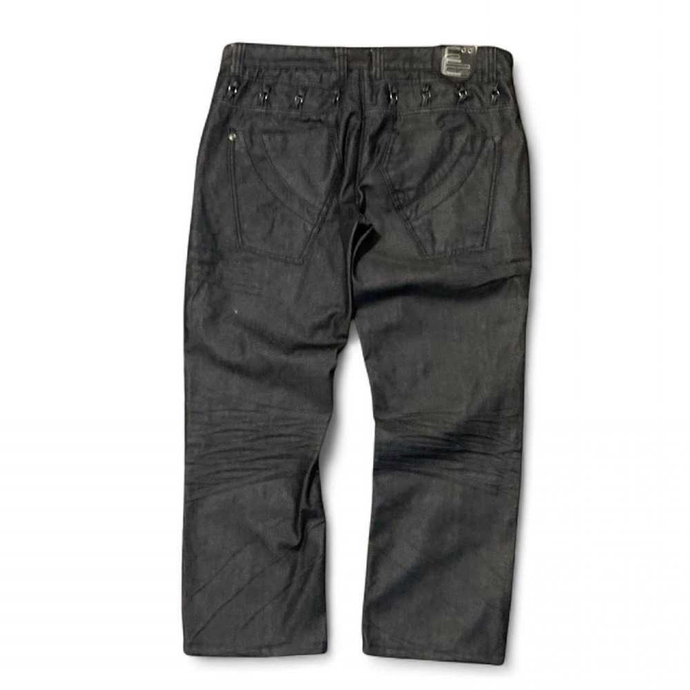 Etzo denim black patchwork jeans braided details whiskering 36x28